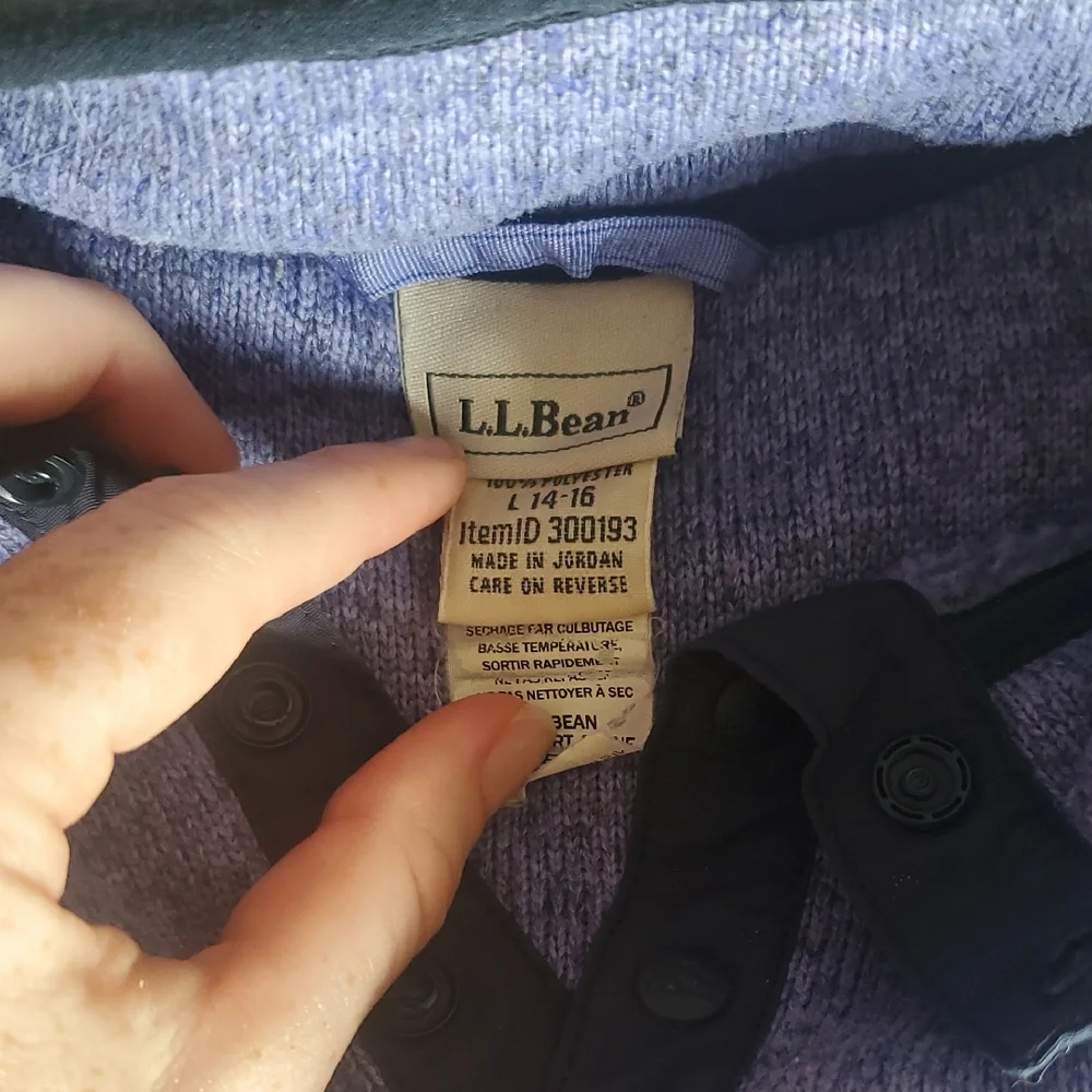 L.L. Bean Heathered Purple Fleece Jacket - Picture 2 of 2